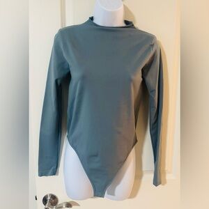 ASOS Long Sleeve Bodysuit in Dusty Blue